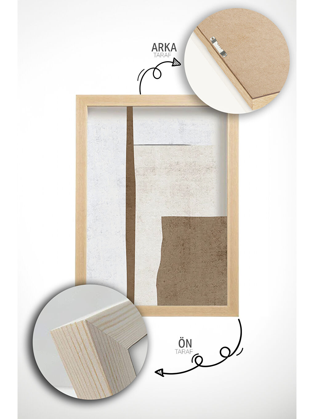 Beyaz Gerçek Ahşap Çerçeveli 3 Parça 3D Poster Tablo Seti - ERSY3SET13 - ERSY3SET13-3348-4