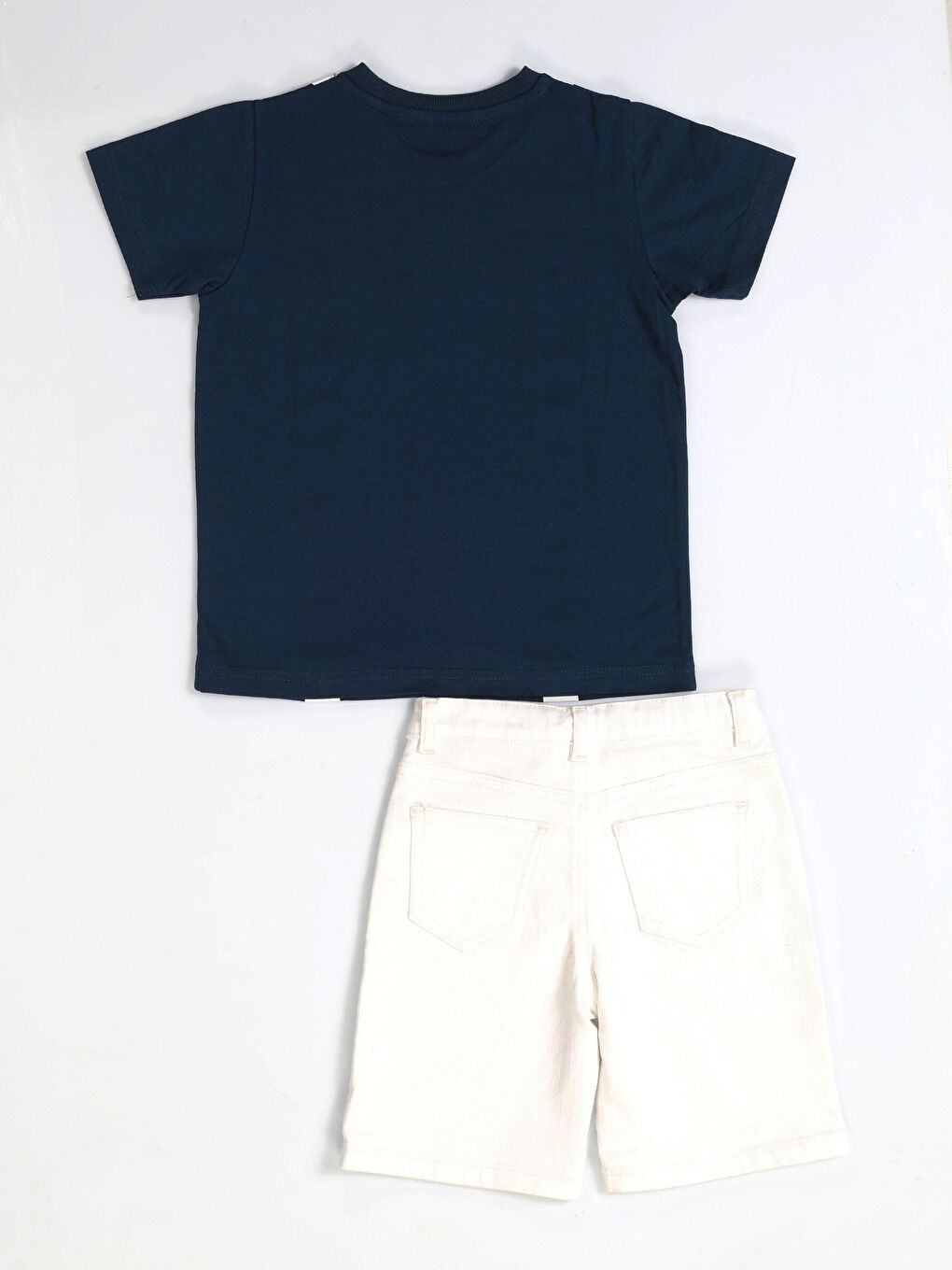 İndigo Papyon Beyaz Denim Şort + Tişört Takım-4
