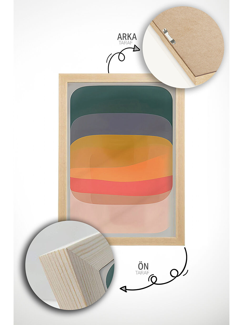 Beyaz Gerçek Ahşap Çerçeveli 3 Parça 3D Poster Tablo Seti - ERSY3SET1 - ERSY3SET1-3348-4