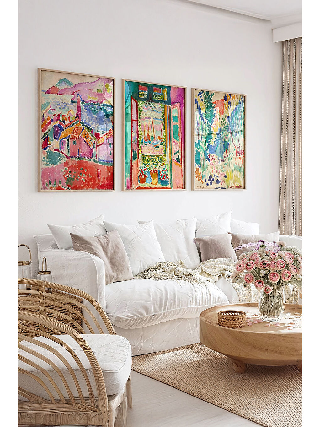 Beyaz Gerçek Ahşap Çerçeveli 3 Parça 3D Poster Tablo Seti - ERSY3SET14 - ERSY3SET14-2030