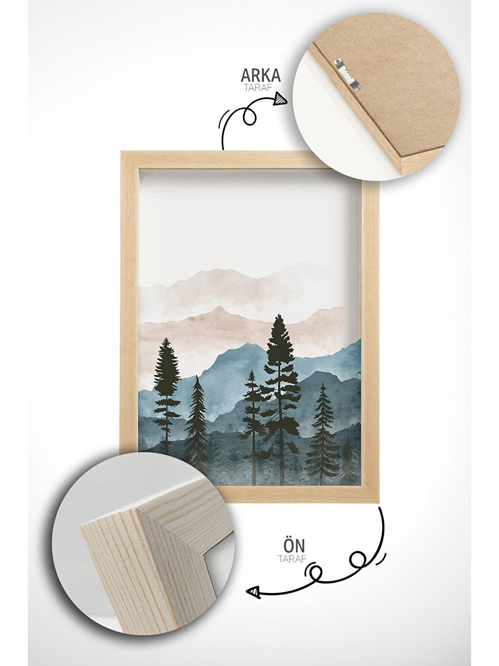 Beyaz Gerçek Ahşap Çerçeveli 3 Parça 3D Poster Tablo Seti - ERSY3SET17 - ERSY3SET17-3348-4