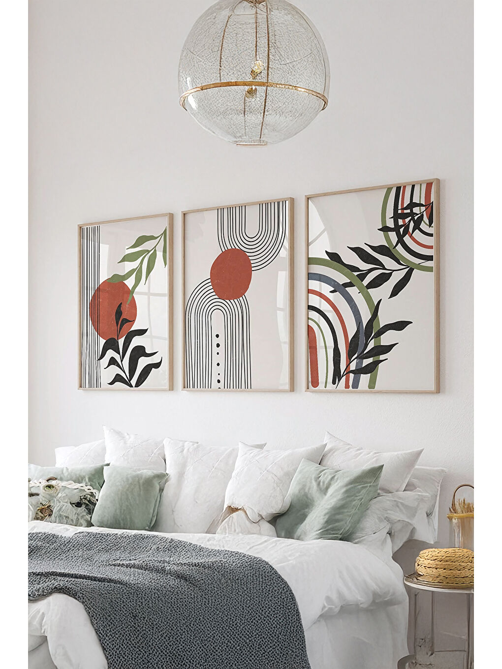 Beyaz Gerçek Ahşap Çerçeveli 3 Parça 3D Poster Tablo Seti - ERSY3SET22 - ERSY3SET22-3348