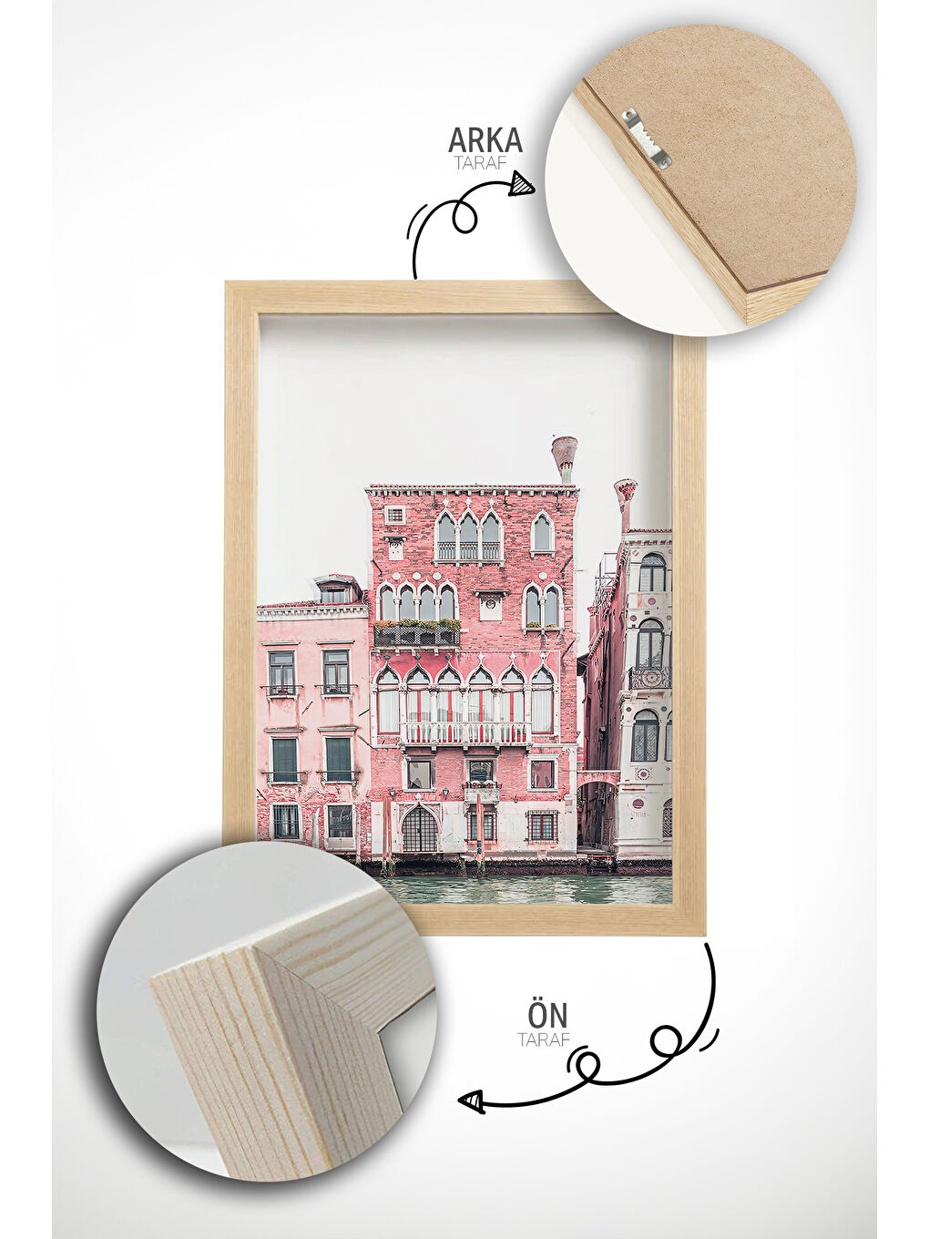 Beyaz Gerçek Ahşap Çerçeveli 3 Parça 3D Poster Tablo Seti - ERSY3SET3 - ERSY3SET3-1520-4