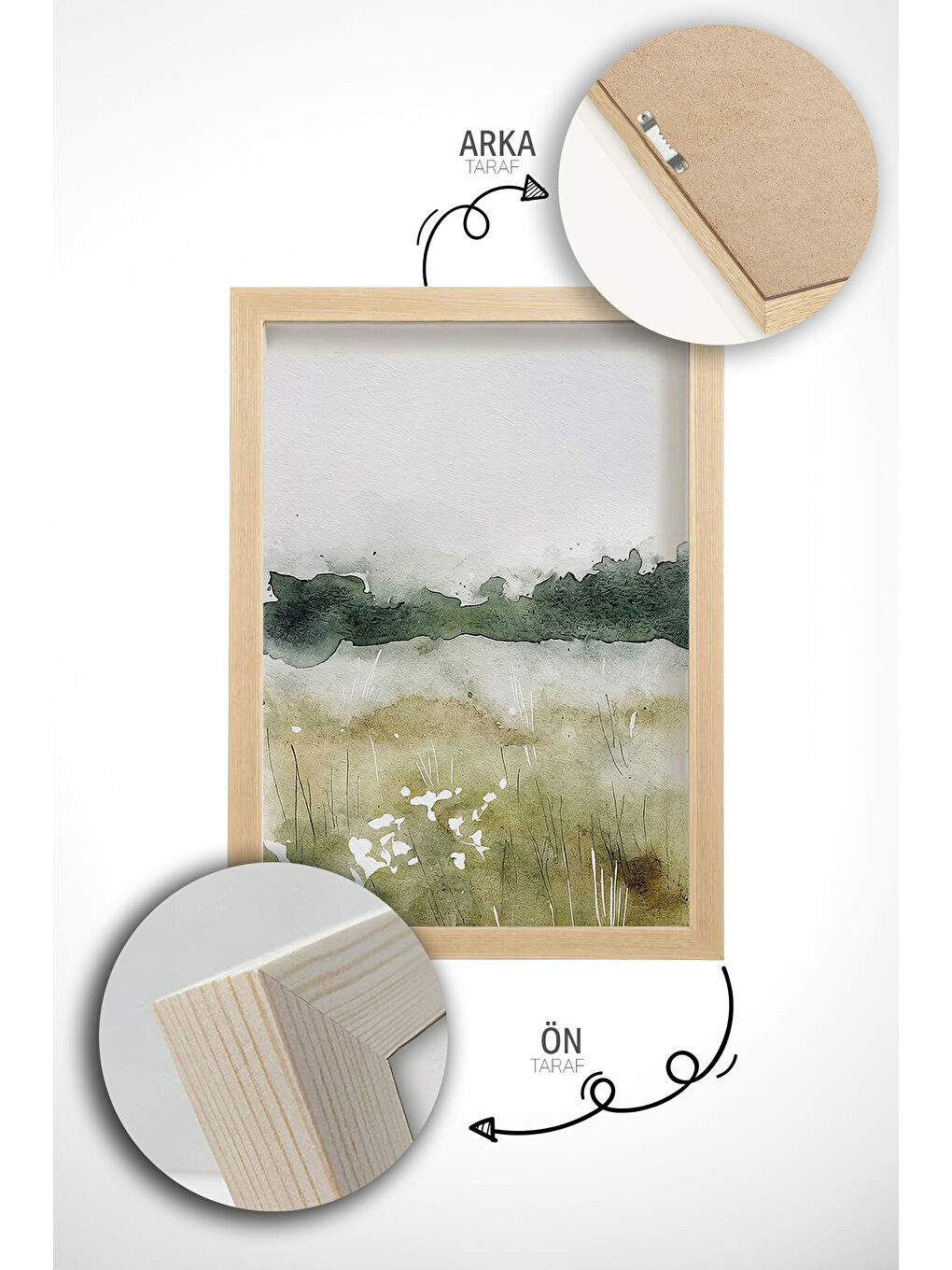 Beyaz Gerçek Ahşap Çerçeveli 3 Parça 3D Poster Tablo Seti - ERSY3SET5 - ERSY3SET5-3348-4