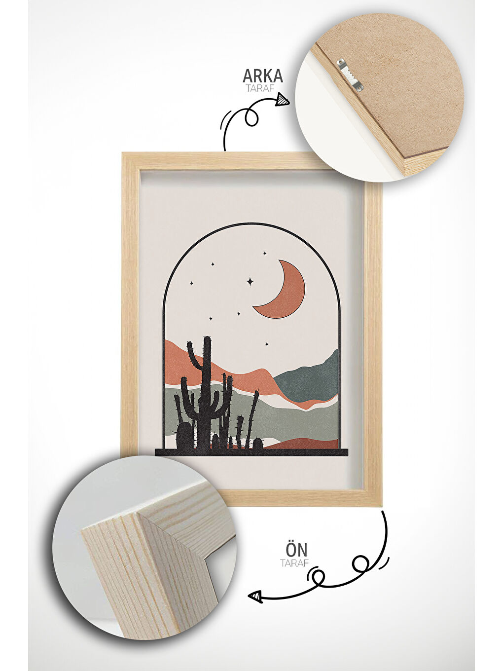 Beyaz Gerçek Ahşap Çerçeveli 3 Parça 3D Poster Tablo Seti - ERSY3SET9 - ERSY3SET9-3348-4