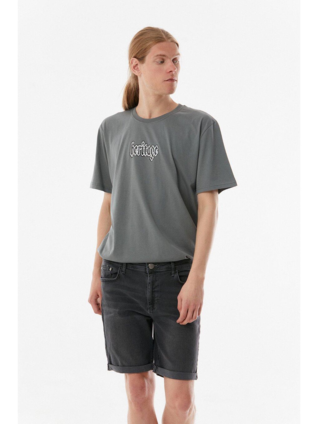 Antrasit Duble Paça  Şort-3