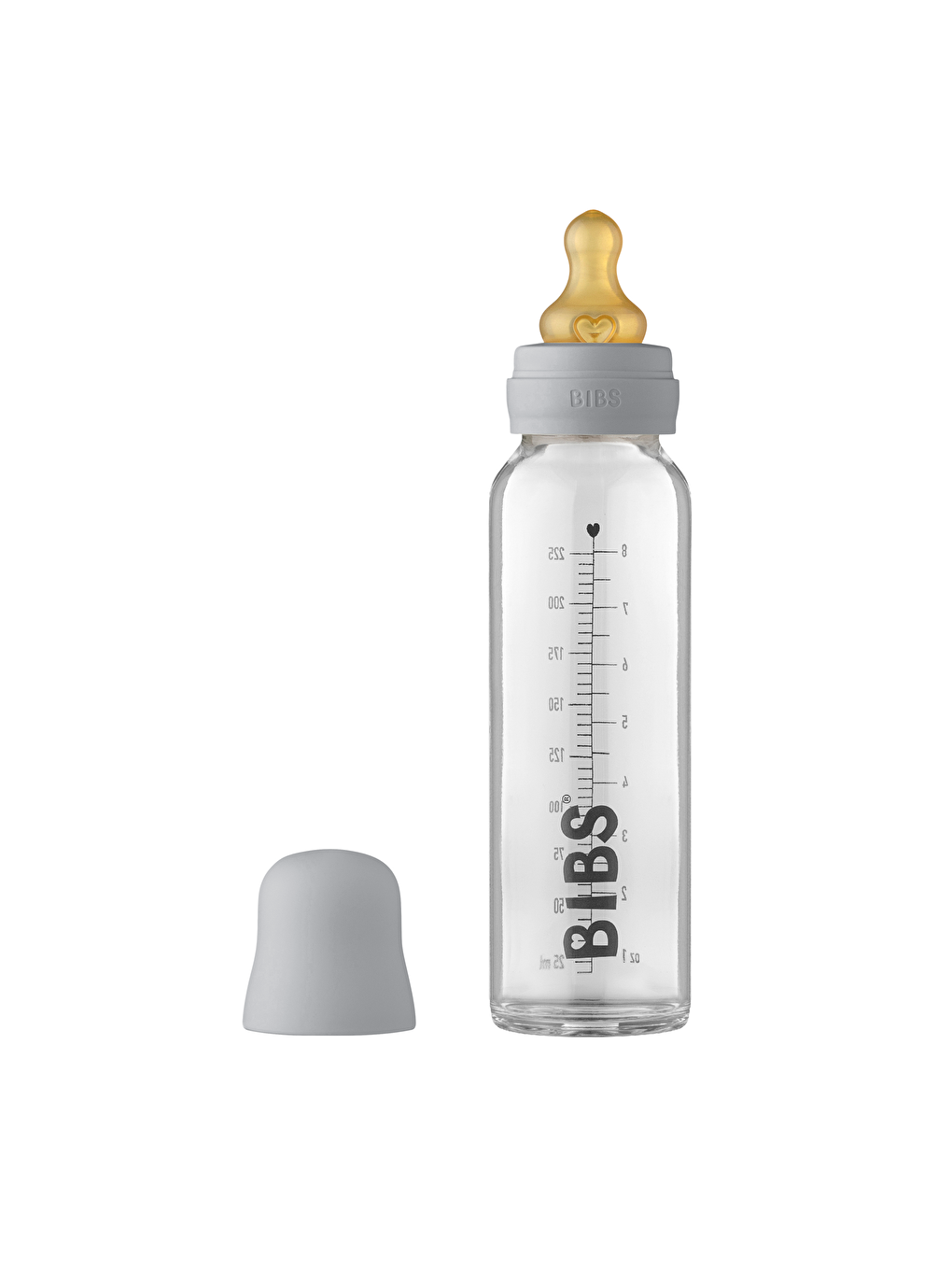 BİBS Gri Baby Bottle Complete Set Cam Biberon 225 ML-Cloud