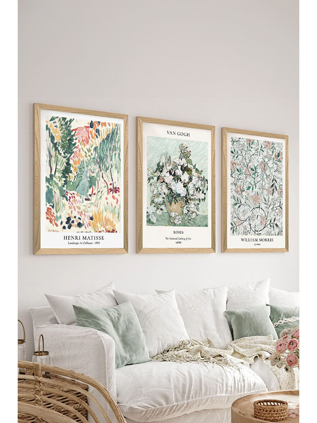 Beyaz 3 Parça Ahşap Çerçeve Görünümlü Mdf Tablo Seti - ERSYCRVSZ3SET16 - 15 x 20