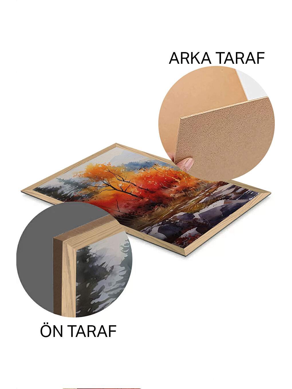 Beyaz 3 Parça Ahşap Çerçeve Görünümlü Mdf Tablo Seti - ERSYCRVSZ3SET19 - 33 x 48-1