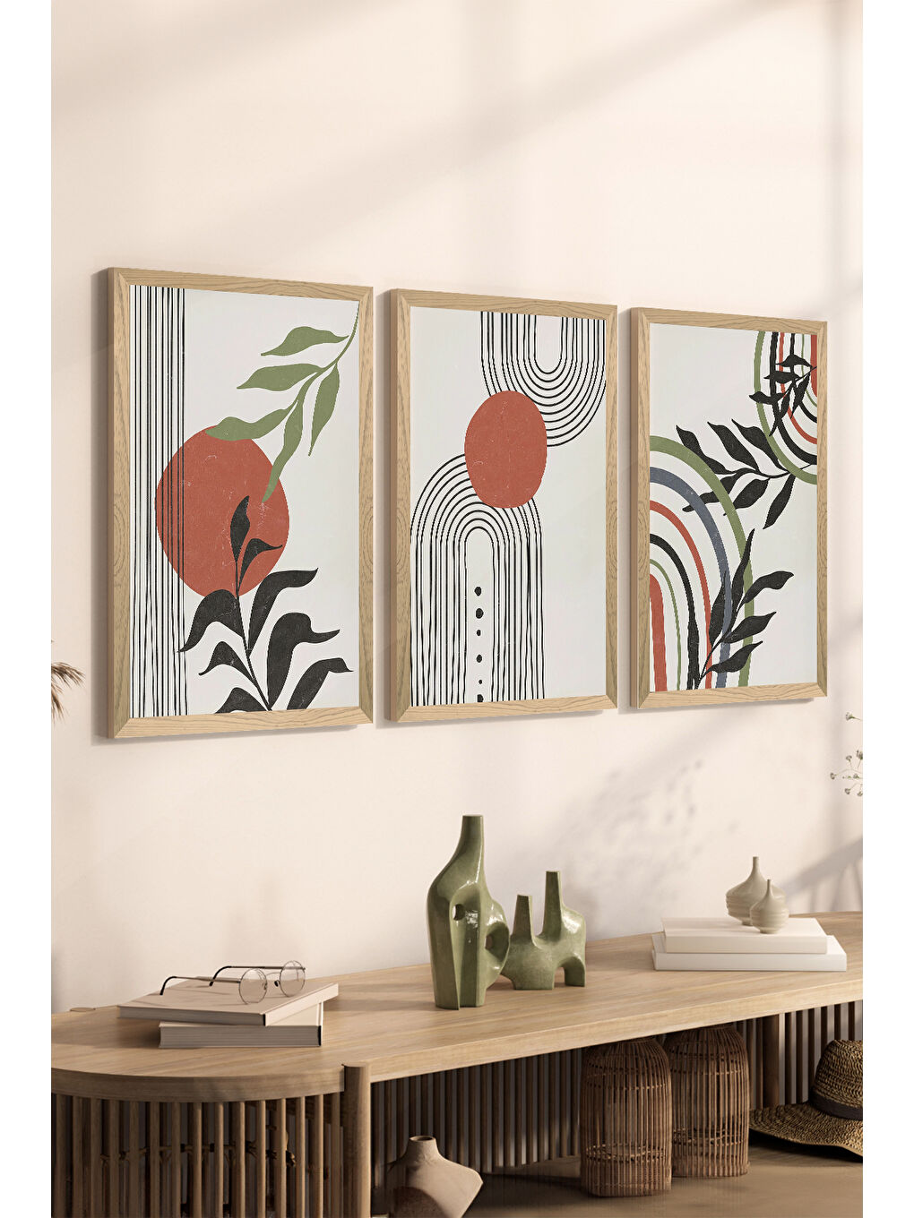 Beyaz 3 Parça Ahşap Çerçeve Görünümlü Mdf Tablo Seti - ERSYCRVSZ3SET22 - 15 x 20