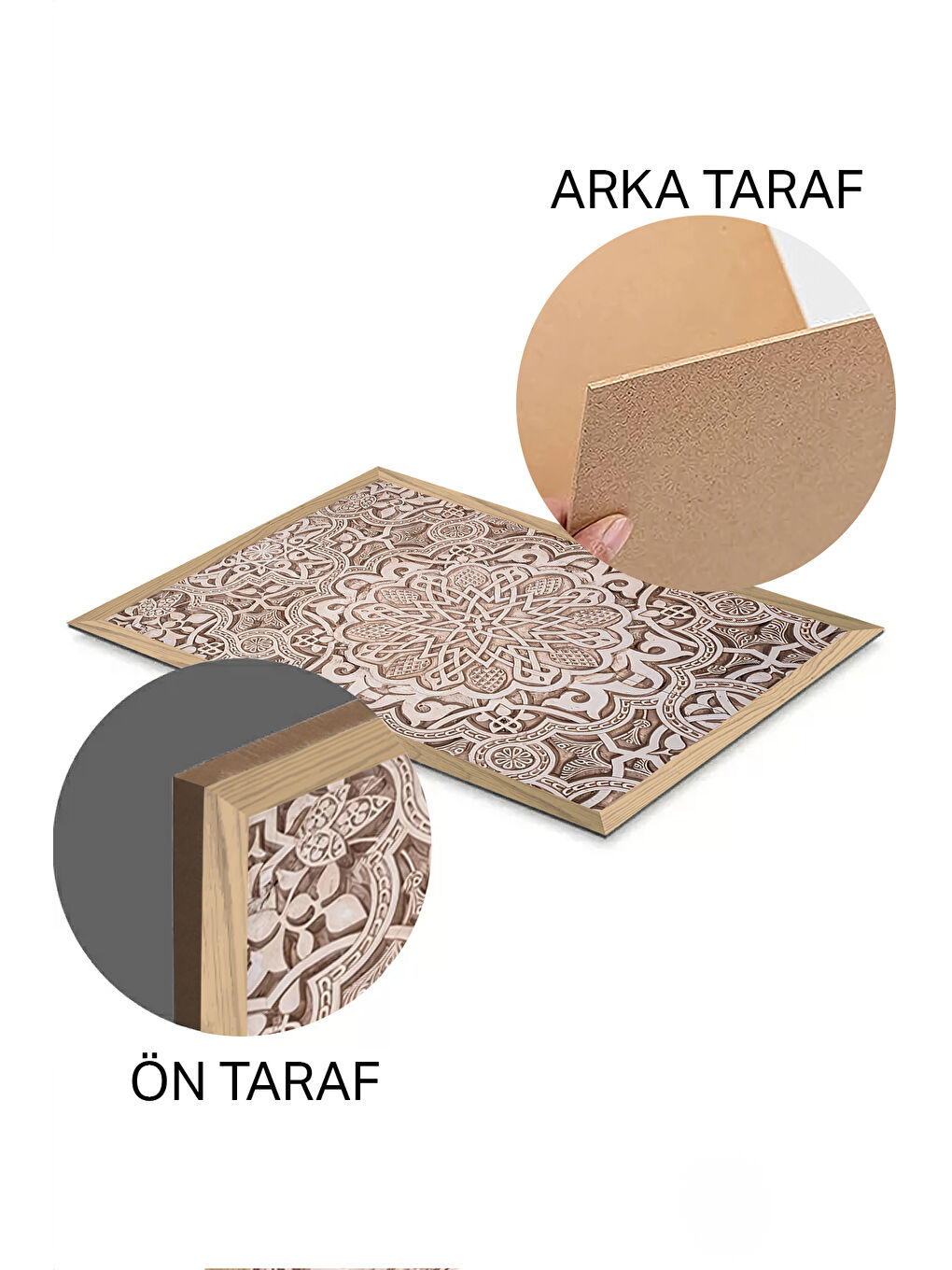 Beyaz 3 Parça Ahşap Çerçeve Görünümlü Mdf Tablo Seti - ERSYCRVSZ3SET7 - 33 x 48-1