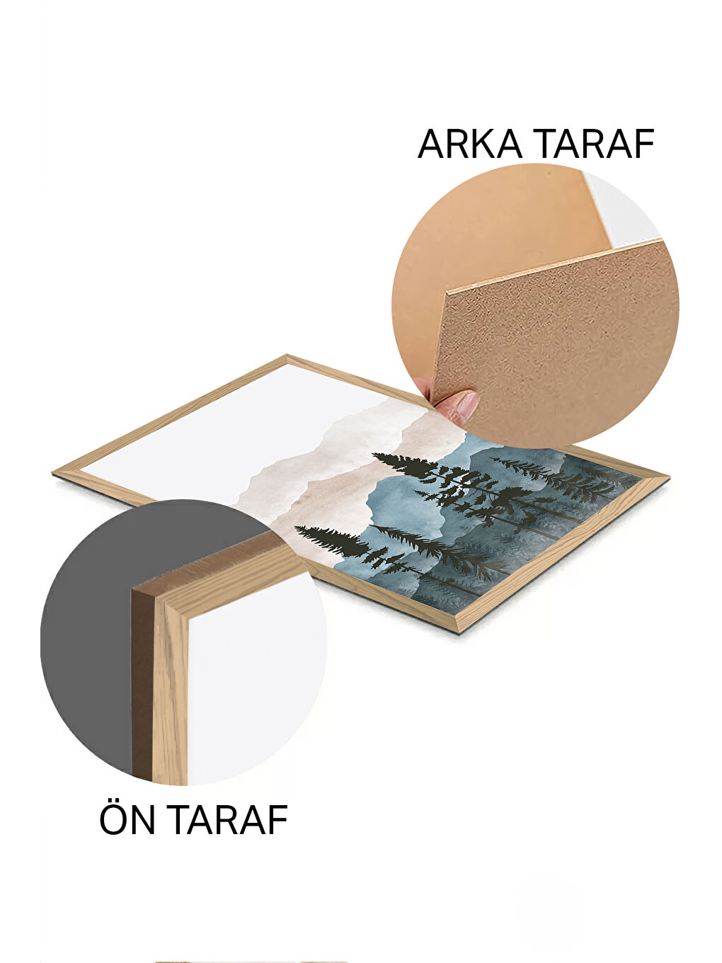 Beyaz 3 Parça Ahşap Çerçeve Görünümlü Mdf Tablo Seti - ERSYCRVSZ3SET8 - 33 x 48-1