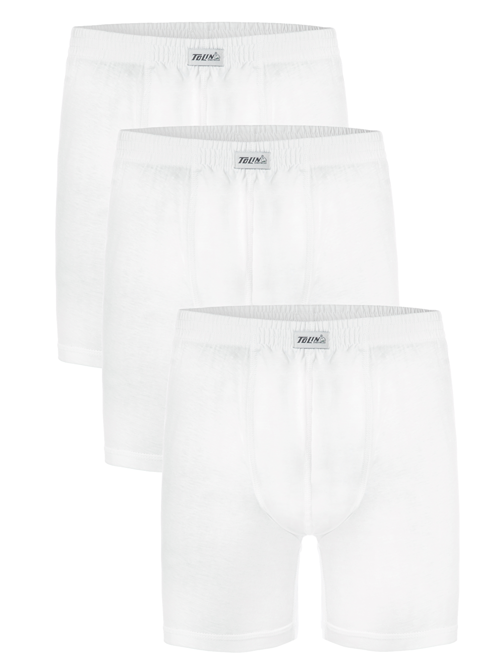 Erkek Pamuklu Beyaz Uzun %100 Pamuk Boxer 3'lü 416B-2