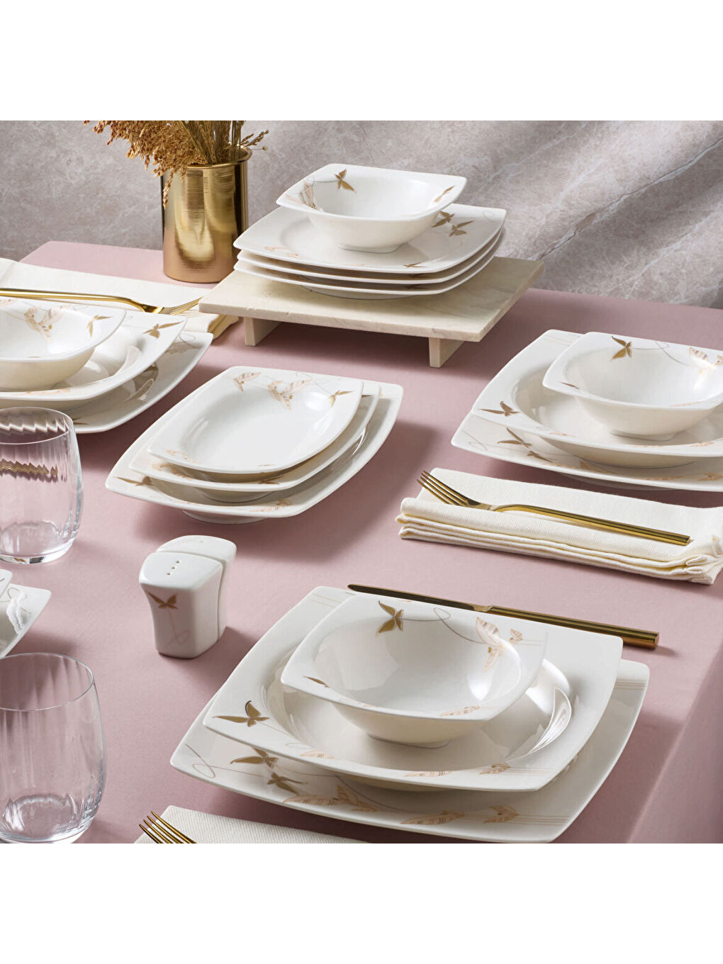Ekru Caroline 54 Parça 12 Kişilik Yemek Takımı 6713-1