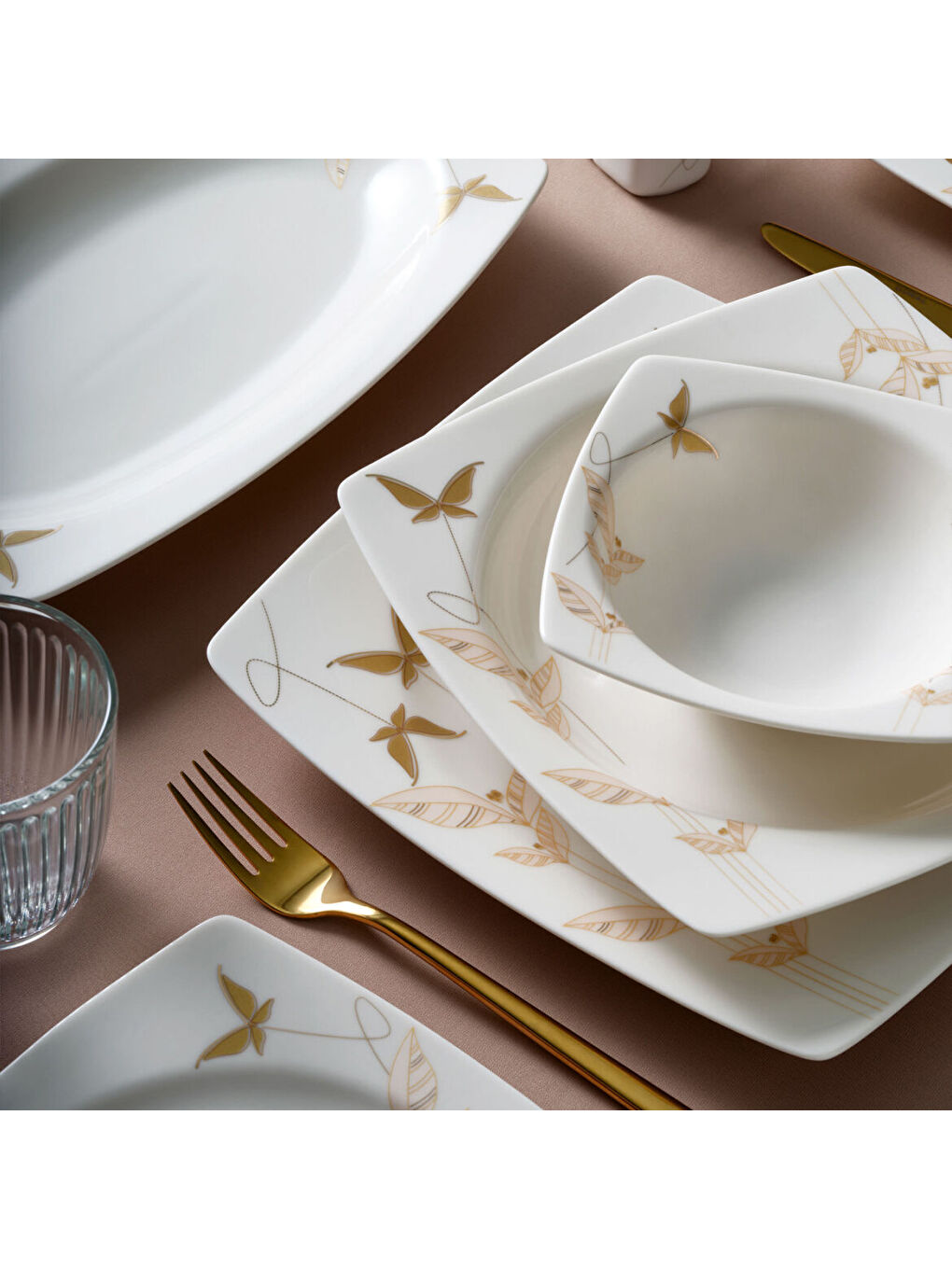 Ekru Caroline 54 Parça 12 Kişilik Yemek Takımı 6713-3