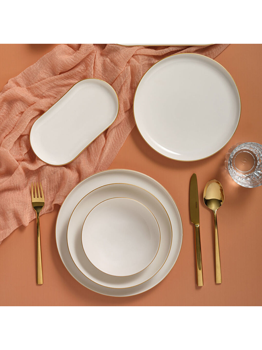 Ekru Bilbao 30 Parça 6 Kişilik Yemek Takımı Altın Yaldız-2