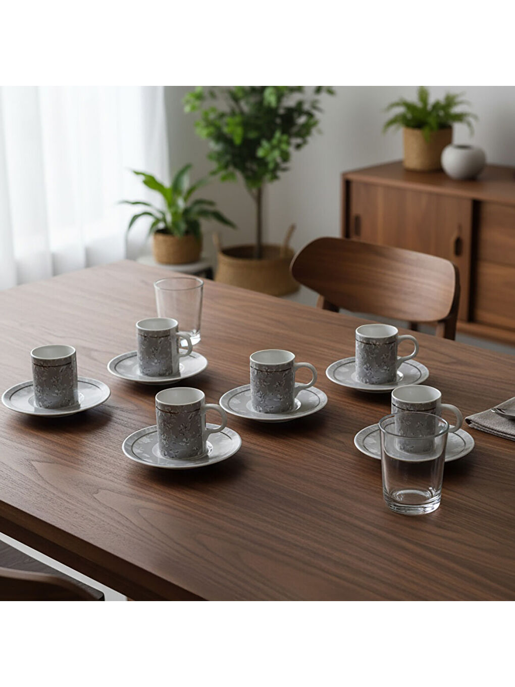 Ekru Camelia 12 Parça 6 Kişilik Kahve Fincan Takımı 6707-1