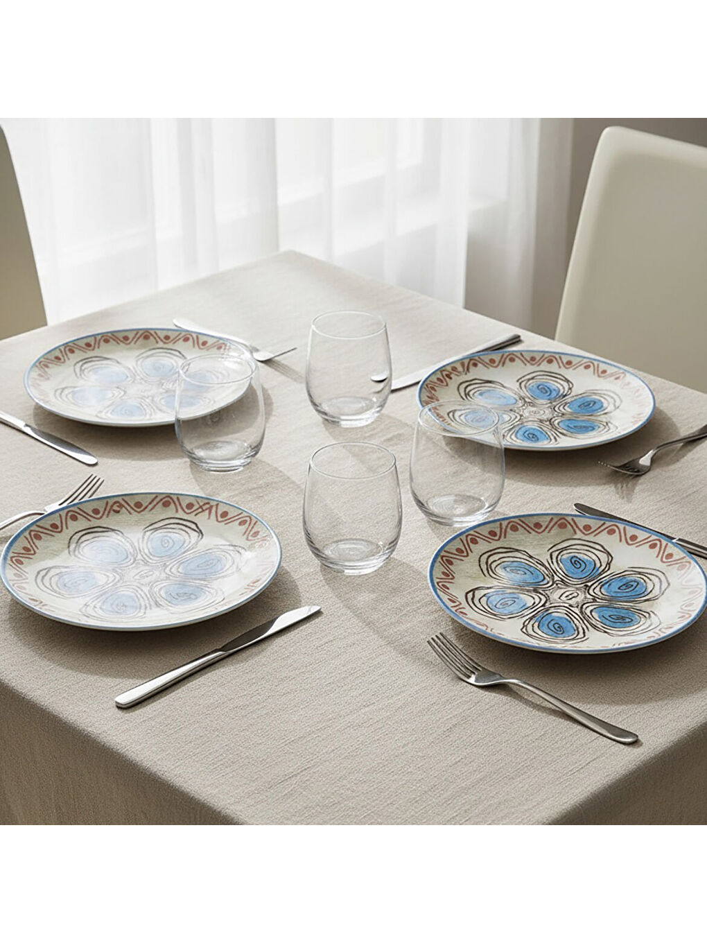 Ekru Camelia 6 Parça 20 cm Pasta Takımı 21391-1