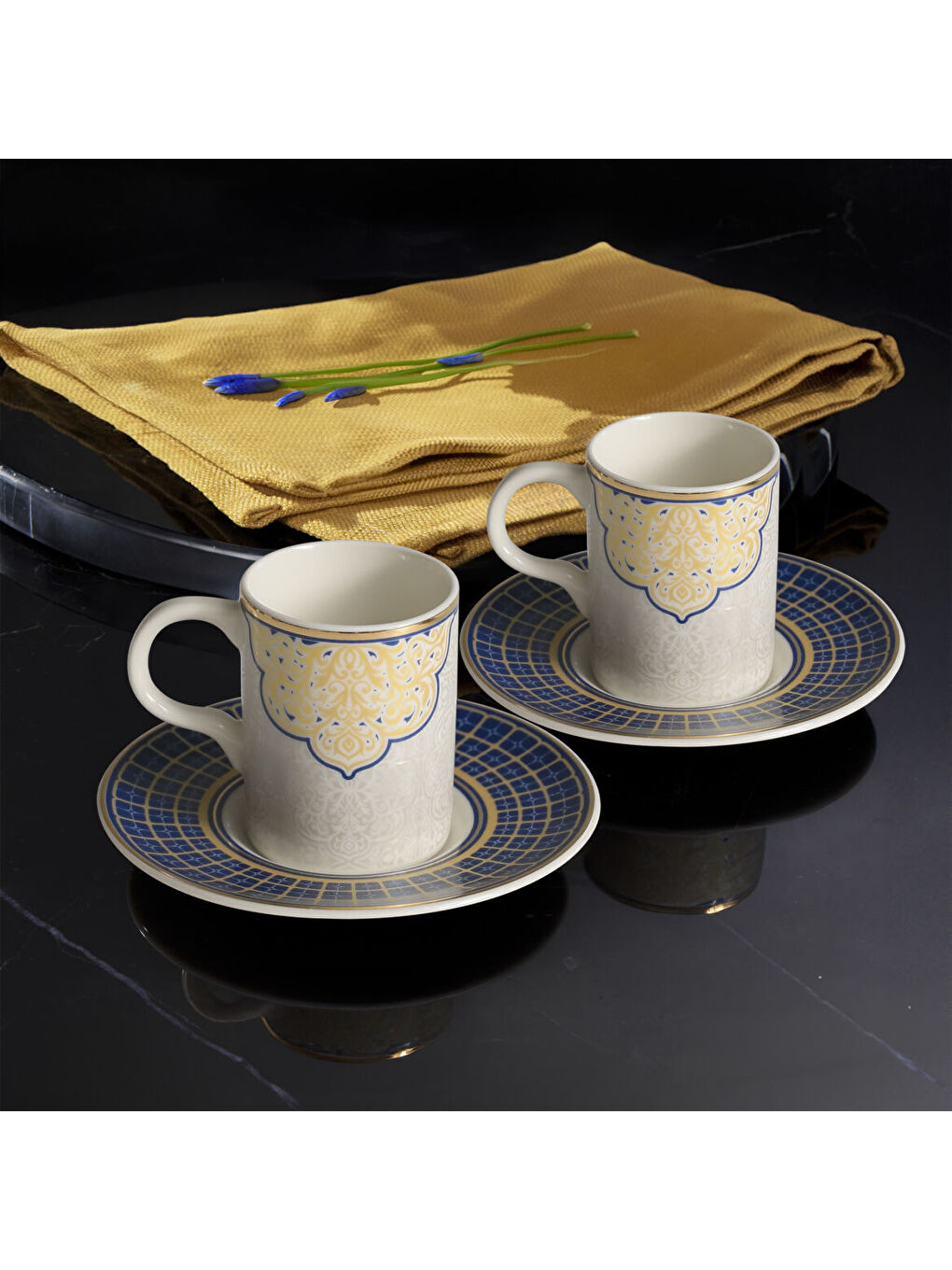 Ekru Camelia 12 Parça 6 Kişilij Kahve Takımı 6572