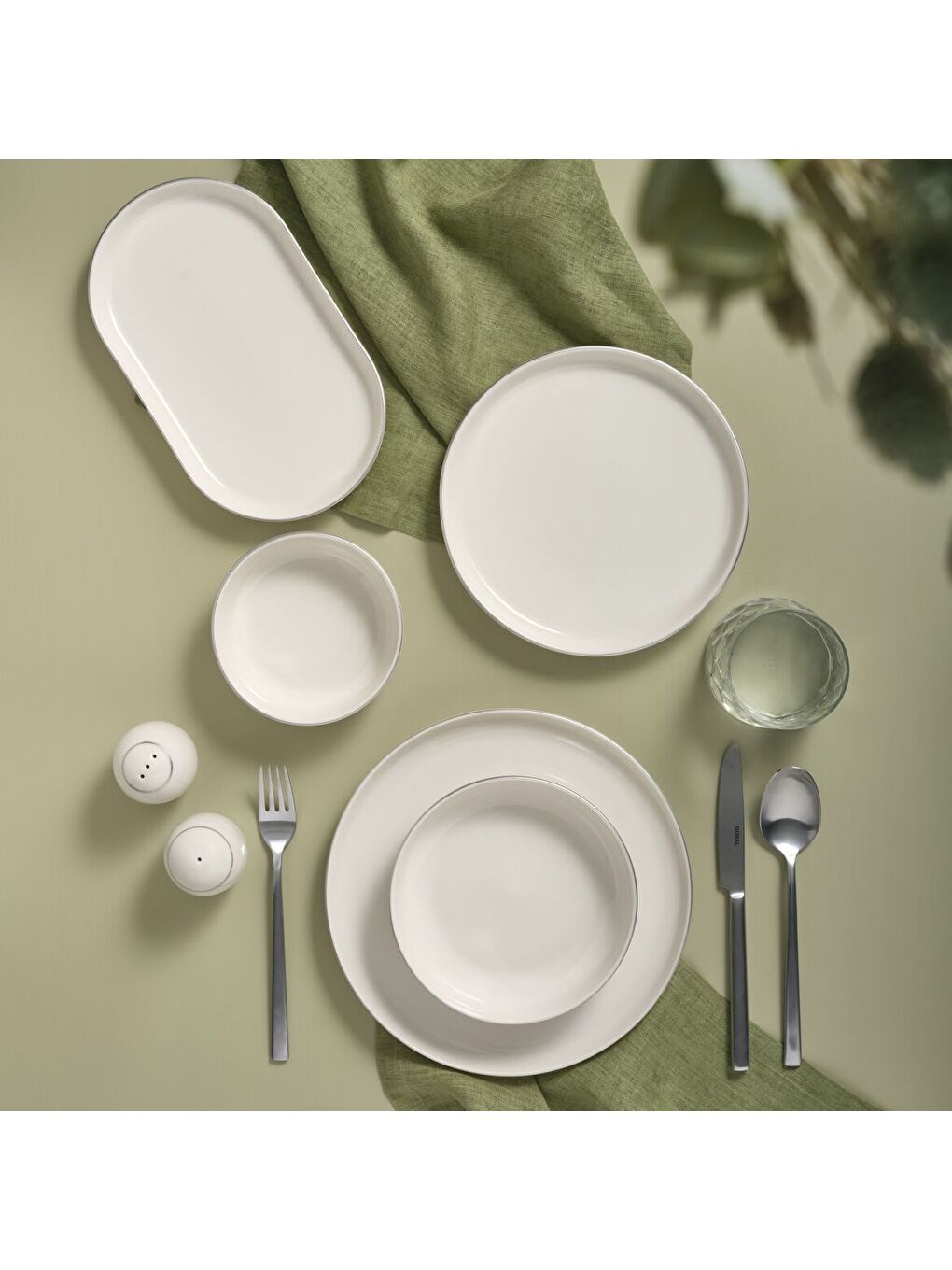 Ekru Bilbao 19 Parça 4 Kişilik Yemek Takımı Mat Gümüş File-1