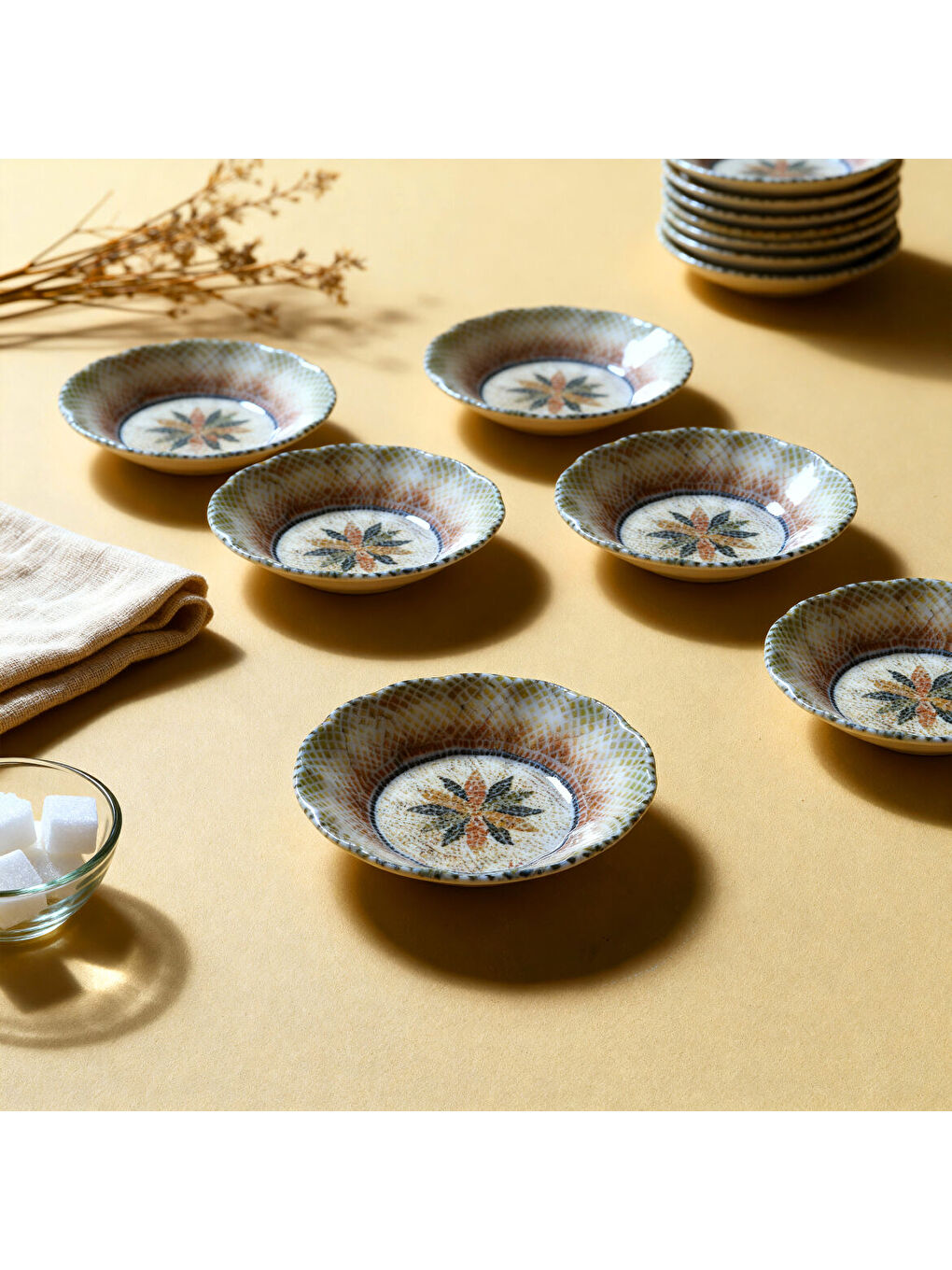 Ekru Acem 12 Parça 10 cm Çay Tabağı 3036-1