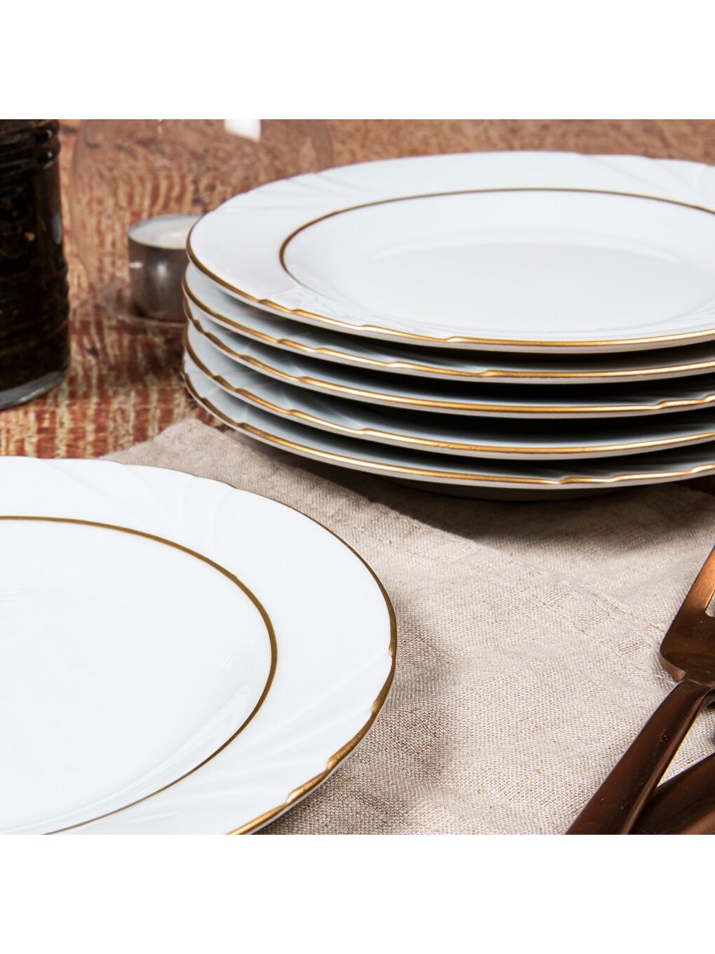Ekru Soprano 16 cm Tatlı Tabağı 6 Adet Mat Altın Yaldız-3