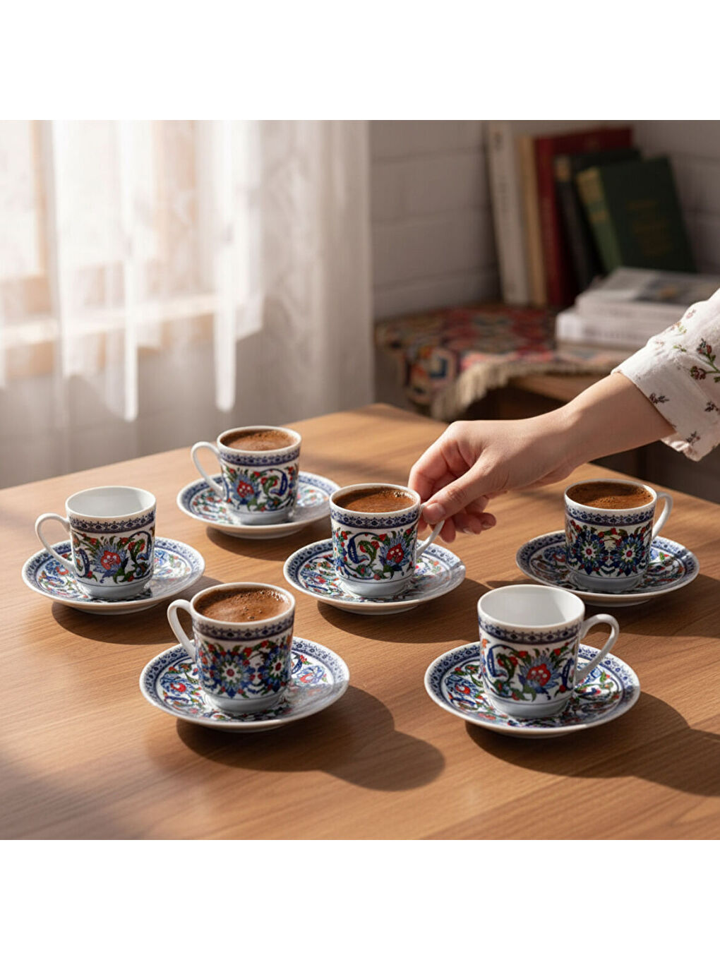 Ekru Gözde Double 6 Kişilik Kahve Fincan Takımı 60932-1