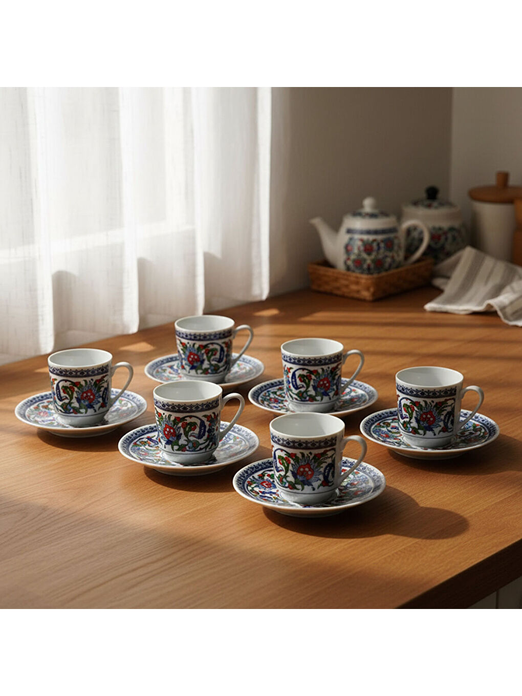 Ekru Gözde Double 6 Kişilik Kahve Fincan Takımı 60932-3