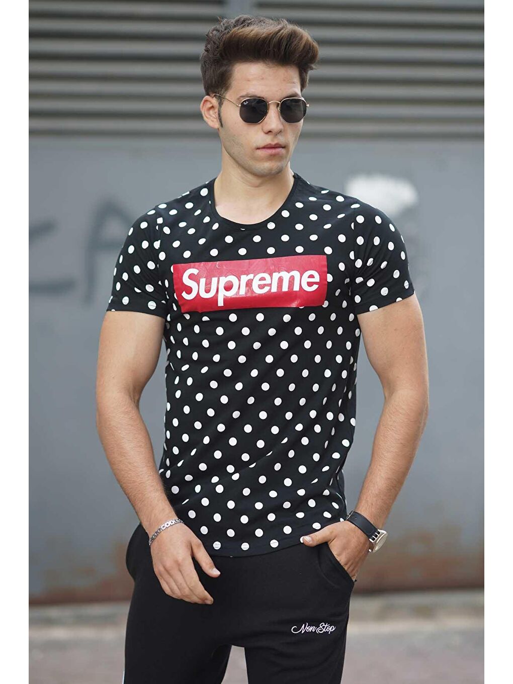 Siyah Benekli Erkek Tişört 2640