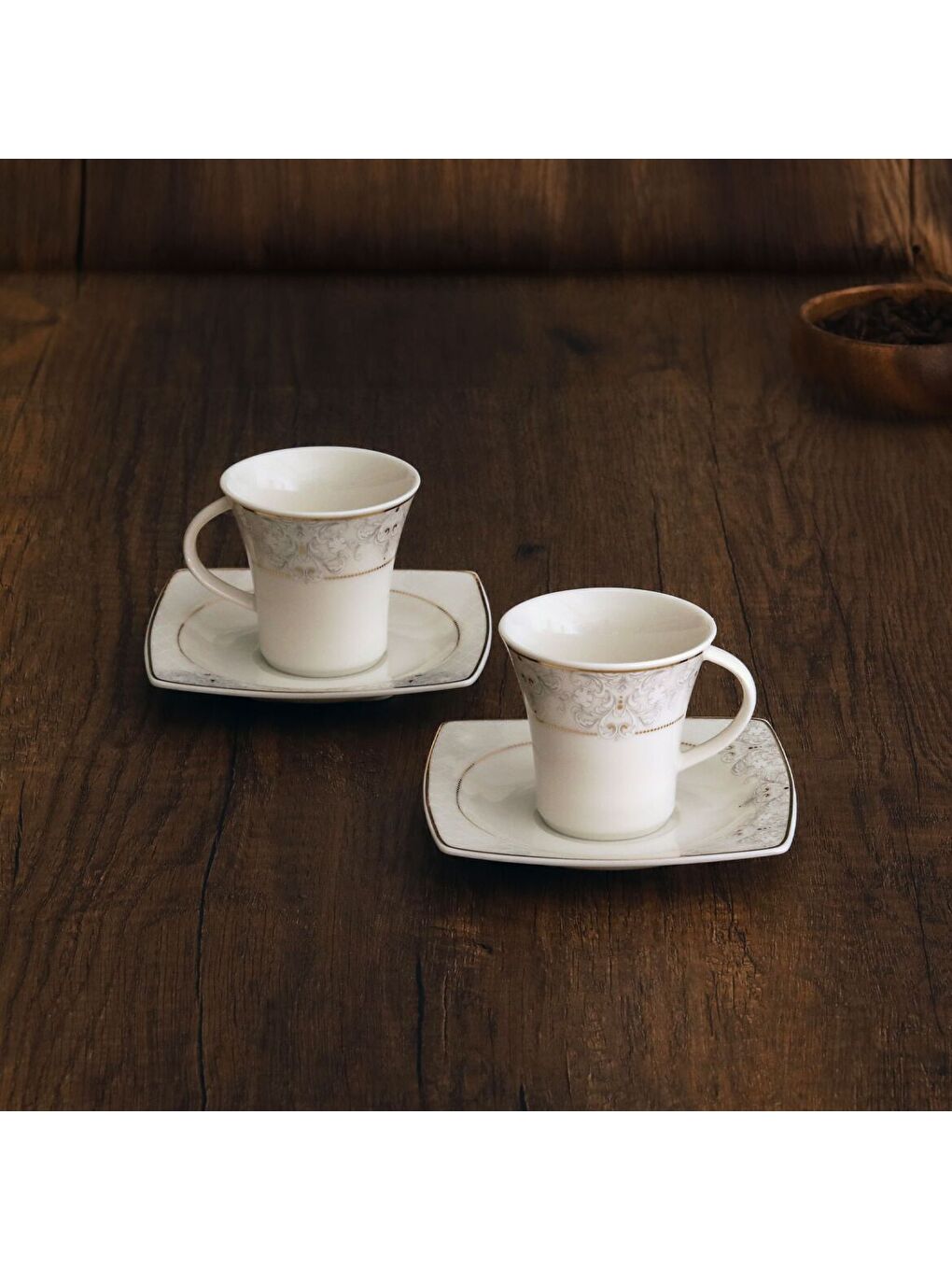 Ekru Caroline 12 Parça 6 Kişilik Kahve Fincan Takımı - 5433-1