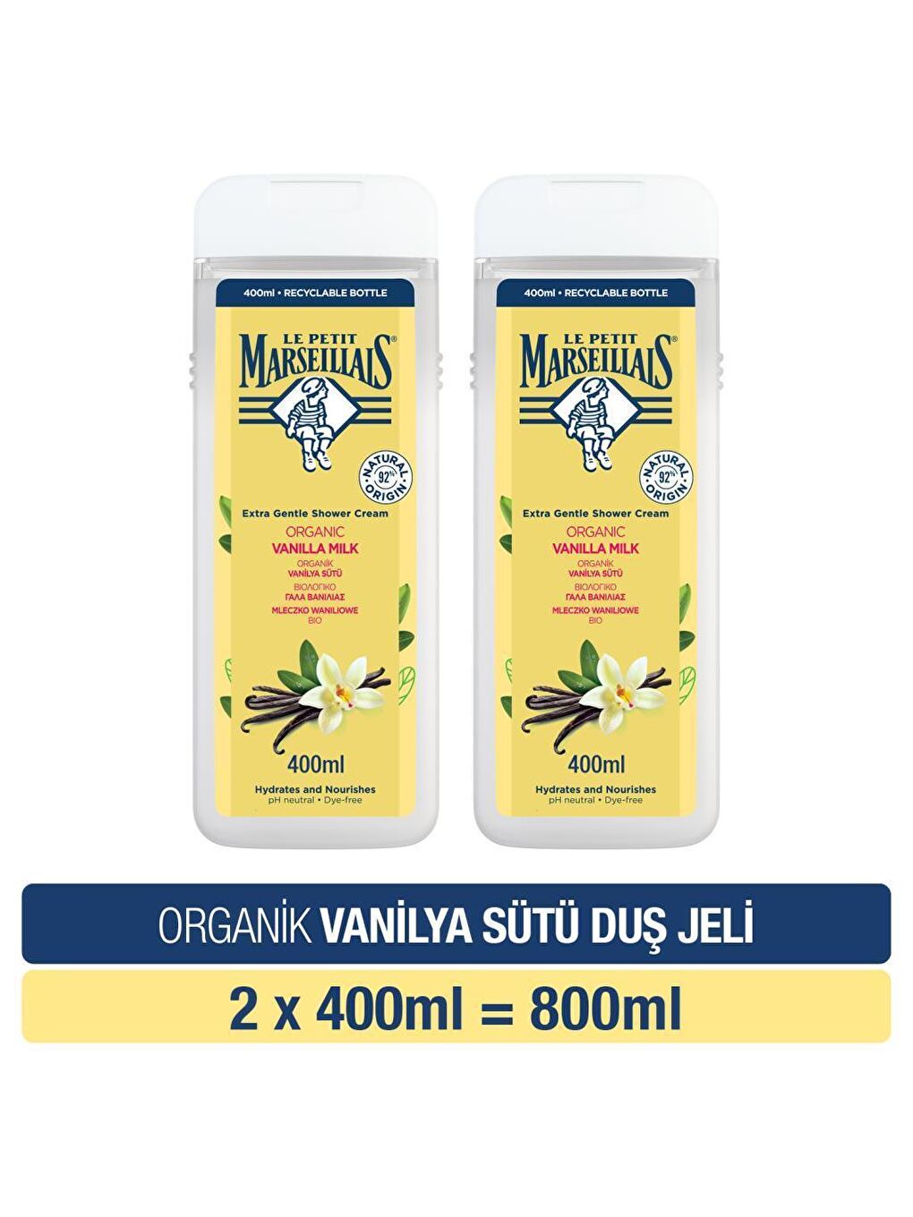 Le Petit Marseillais Renksiz Vanilya Sütü Duş Jeli 400 ml X 2 Adet