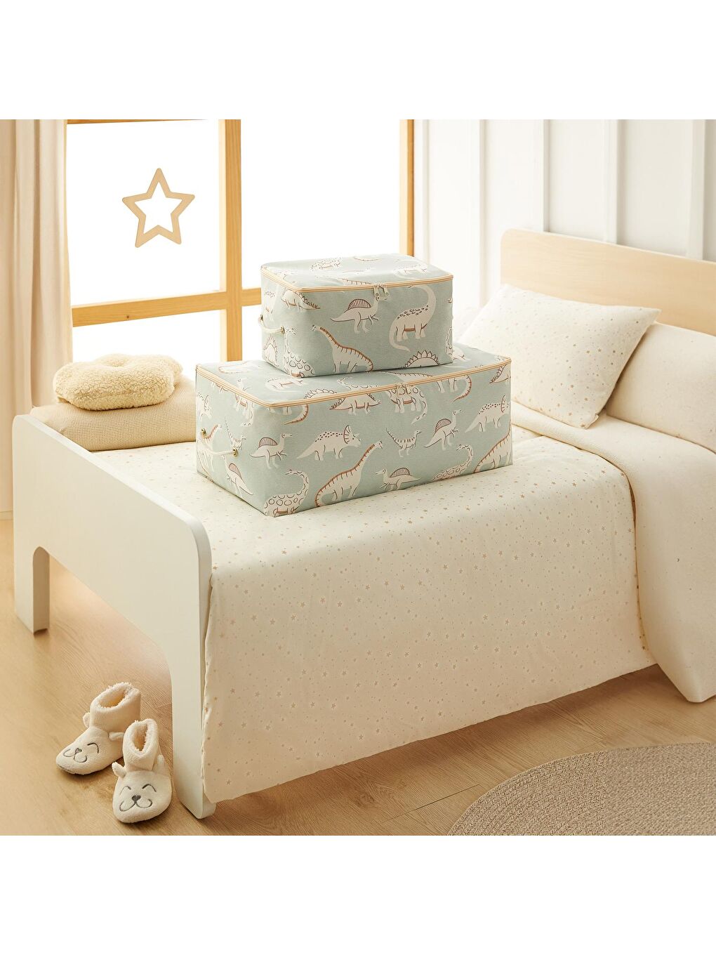 Ocean Home Textile Yeşil 2'li Çocuk Odası Dinozor Hurç Set - 1