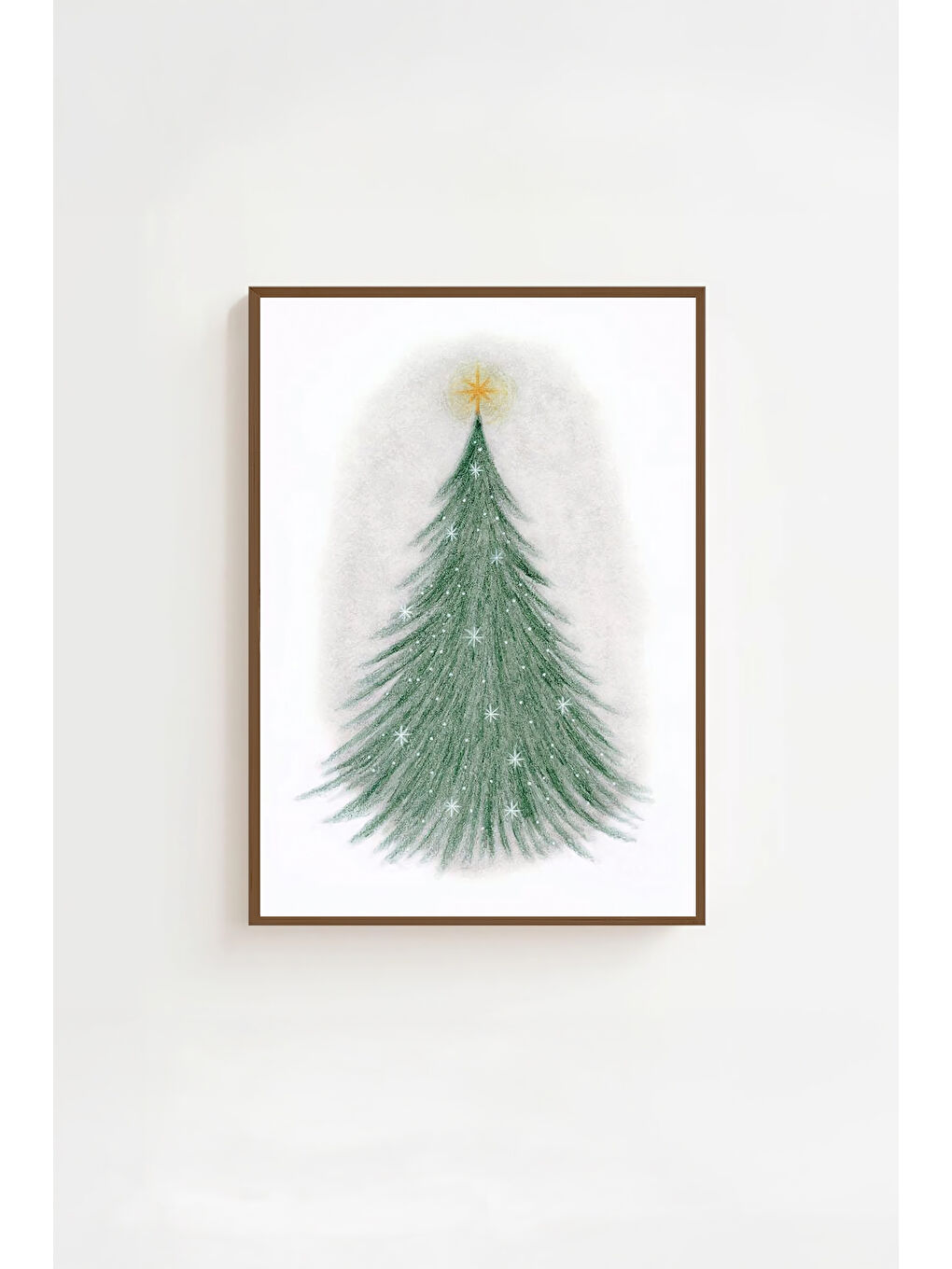 Beyaz Tek Parça Kahverengi Gerçek Ahşap Çerçeveli Tablo Seti - Model 14 - ERSYKHVCRV14-3348-1