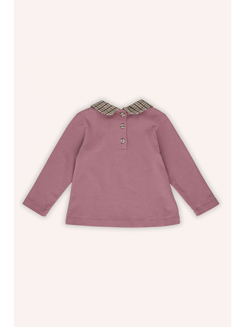 Pembe Kız Bebek Bebe Yakalı Gül Kurusu Tişört-1