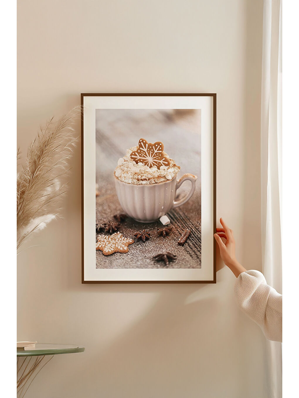 Beyaz Tek Parça Kahverengi Gerçek Ahşap Çerçeveli Tablo Seti - Model 16 - ERSYKHVCRV16-3348