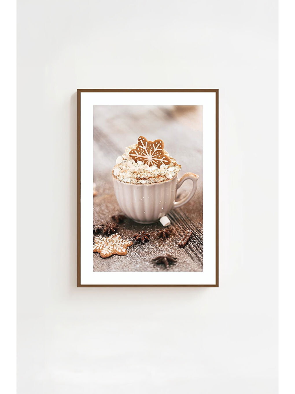 Beyaz Tek Parça Kahverengi Gerçek Ahşap Çerçeveli Tablo Seti - Model 16 - ERSYKHVCRV16-3348-1