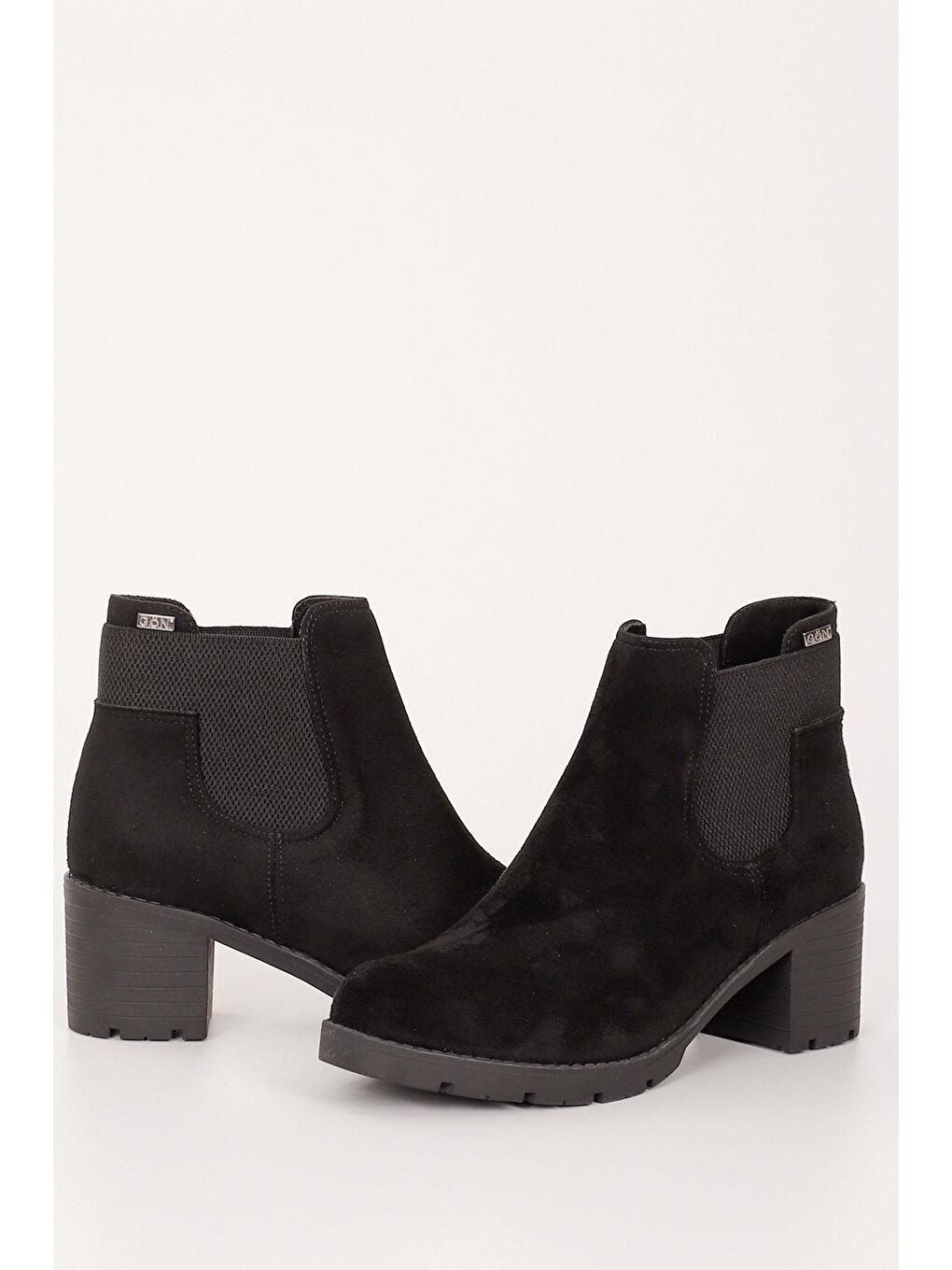 Siyah SİYAH  Topuklu Yuvarlak Burun Kadın Günlük Chelsea Bot 35300