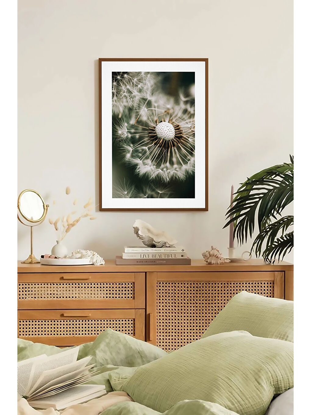 Beyaz Tek Parça Kahverengi Gerçek Ahşap Çerçeveli Tablo Seti - Model 2 - ERSYKHVCRV2-3348