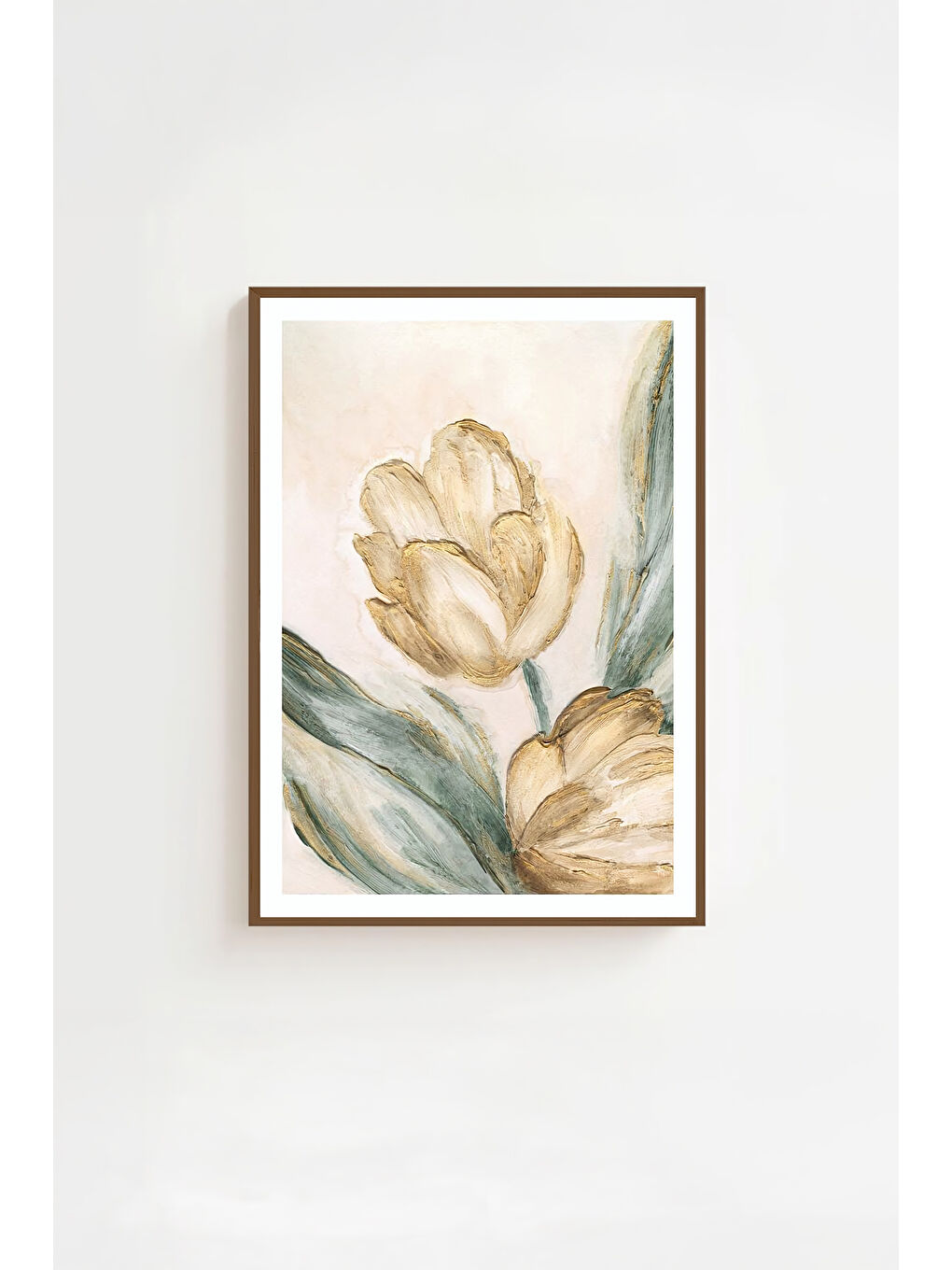 Beyaz Tek Parça Kahverengi Gerçek Ahşap Çerçeveli Tablo Seti - Model 24 - ERSYKHVCRV24-2030-1