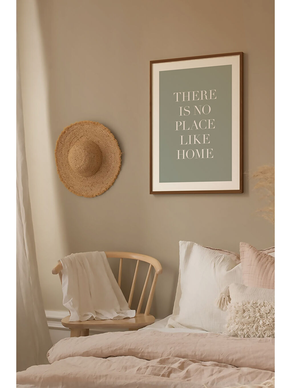 Beyaz Tek Parça Kahverengi Gerçek Ahşap Çerçeveli Tablo Seti - Model 25 - ERSYKHVCRV25-2030