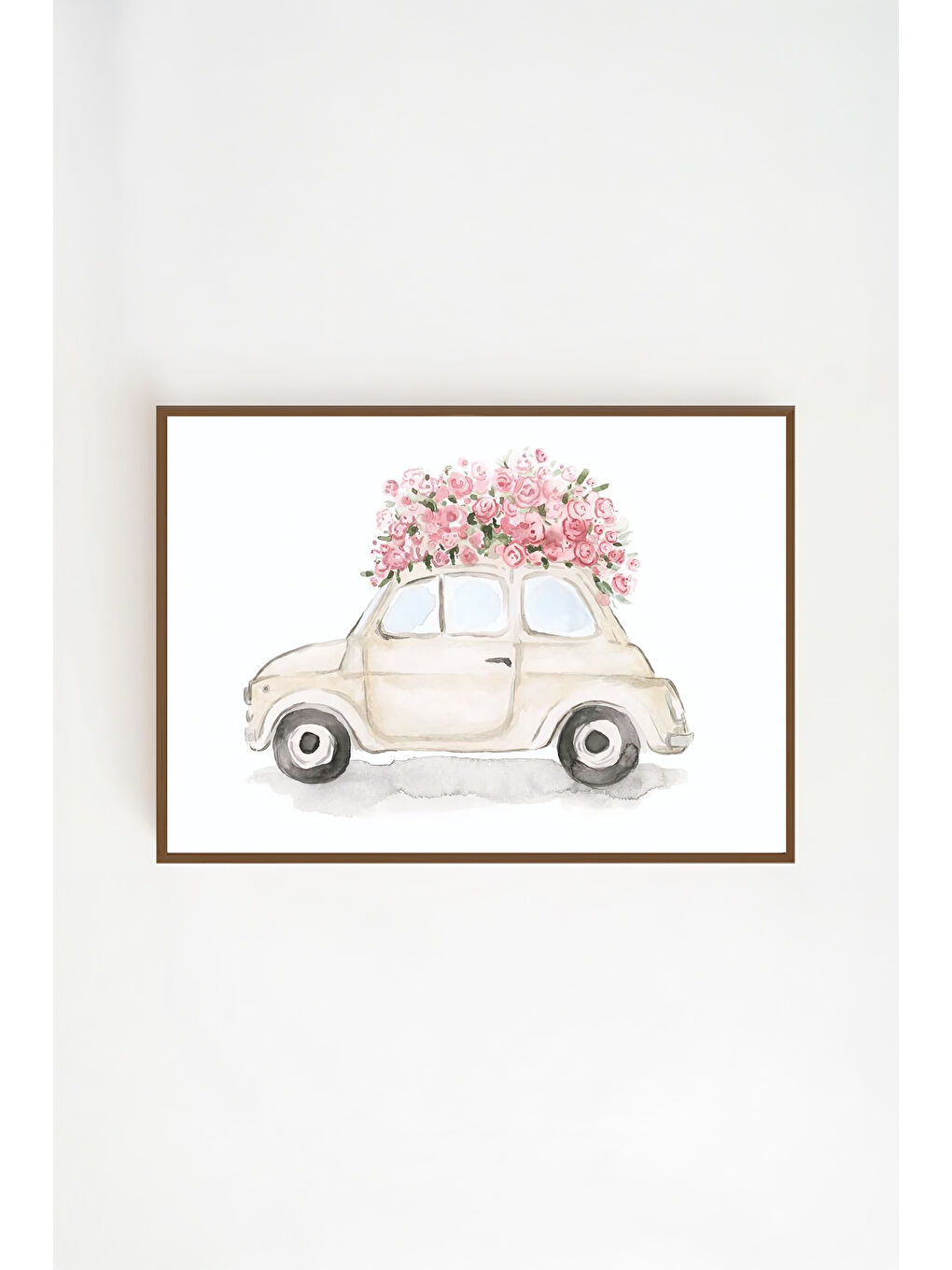 Beyaz Tek Parça Kahverengi Gerçek Ahşap Çerçeveli Tablo Seti - Model 27 - ERSYKHVCRV27-3348-1