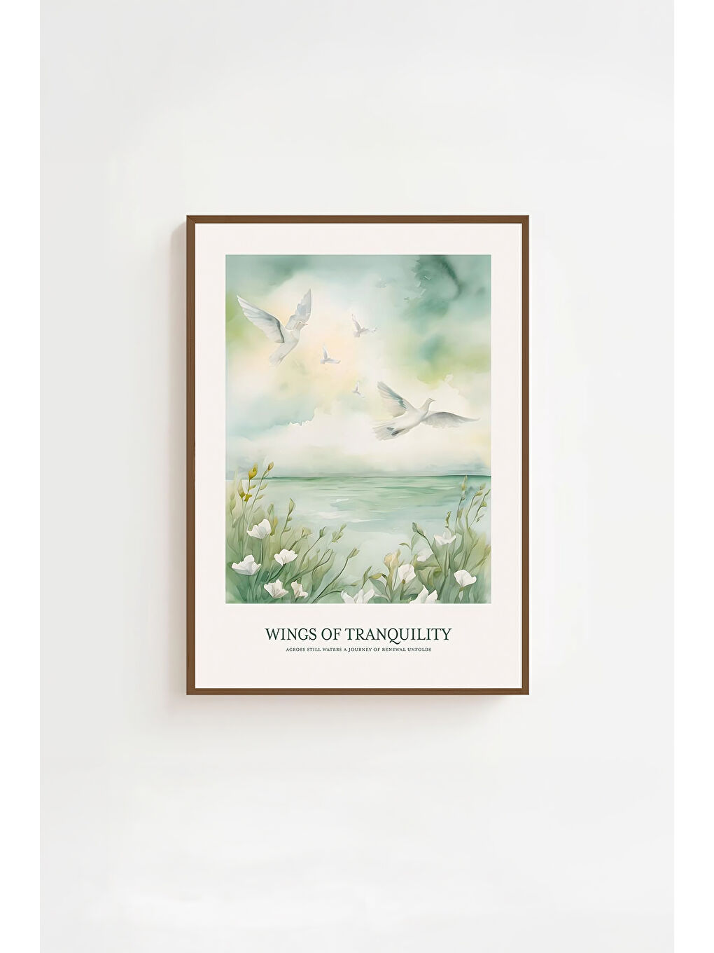 Beyaz Tek Parça Kahverengi Gerçek Ahşap Çerçeveli Tablo Seti - Model 39 - ERSYKHVCRV39-3348-1