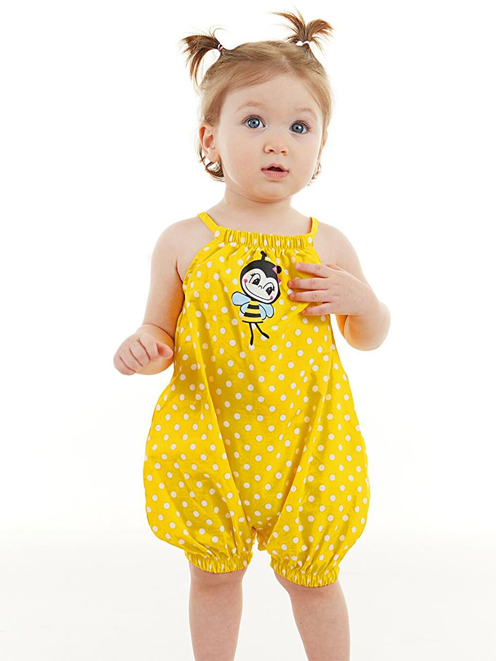 Denokids Sarı Arı Kız Bebek Poplin Sarı Tulum