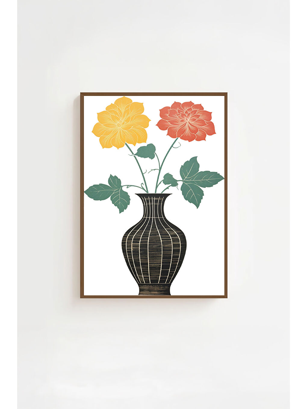 Beyaz Tek Parça Kahverengi Gerçek Ahşap Çerçeveli Tablo Seti - Model 46 - ERSYKHVCRV46-3348-1