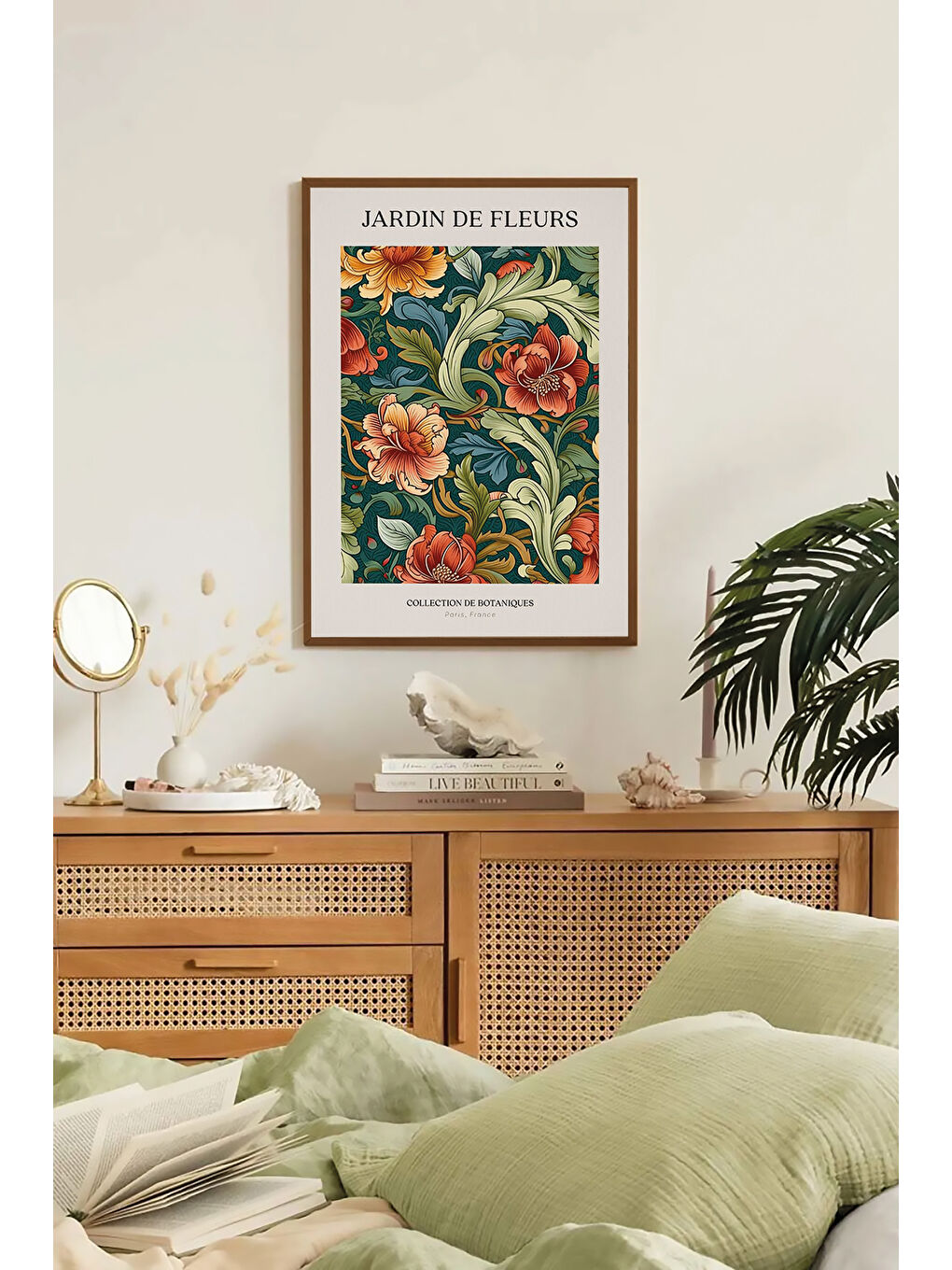 Beyaz Tek Parça Kahverengi Gerçek Ahşap Çerçeveli Tablo Seti - Model 8 - ERSYKHVCRV8-3348