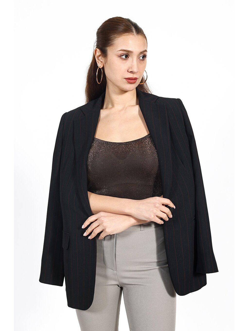 Sarı Kadın Simli Askılı Bodysuit  Atlet 5114-4