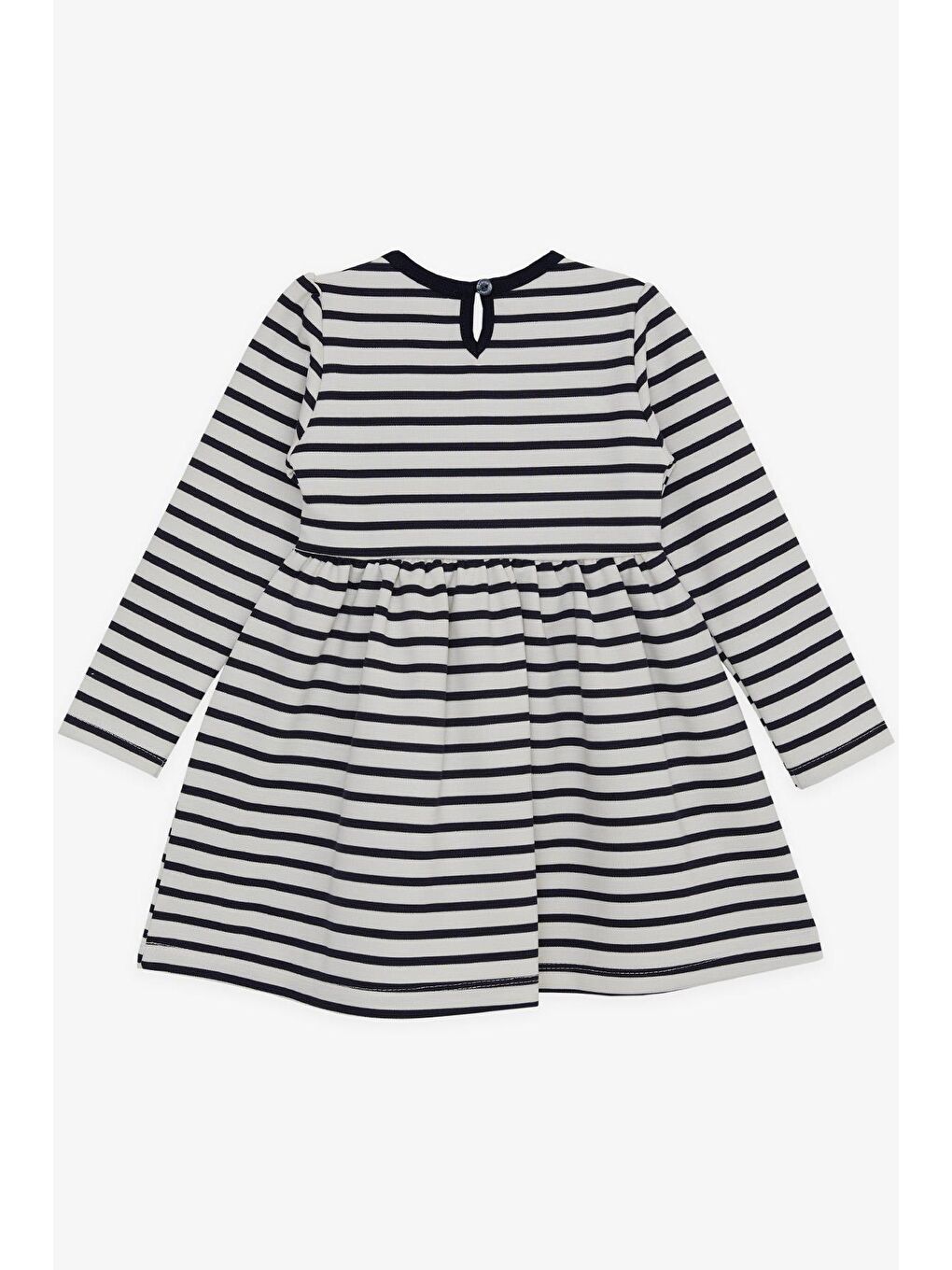 Kız Çocuk Uzun Kollu Elbise Pullu Yazı Baskılı Fiyonklu Ekru (3 Yaş)-1