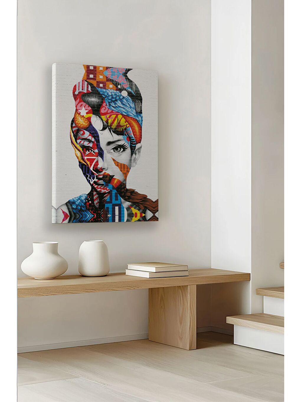 Beyaz Dekoratif Kanvas Tablo - ERSYSB014 - ERSYSB014-70100