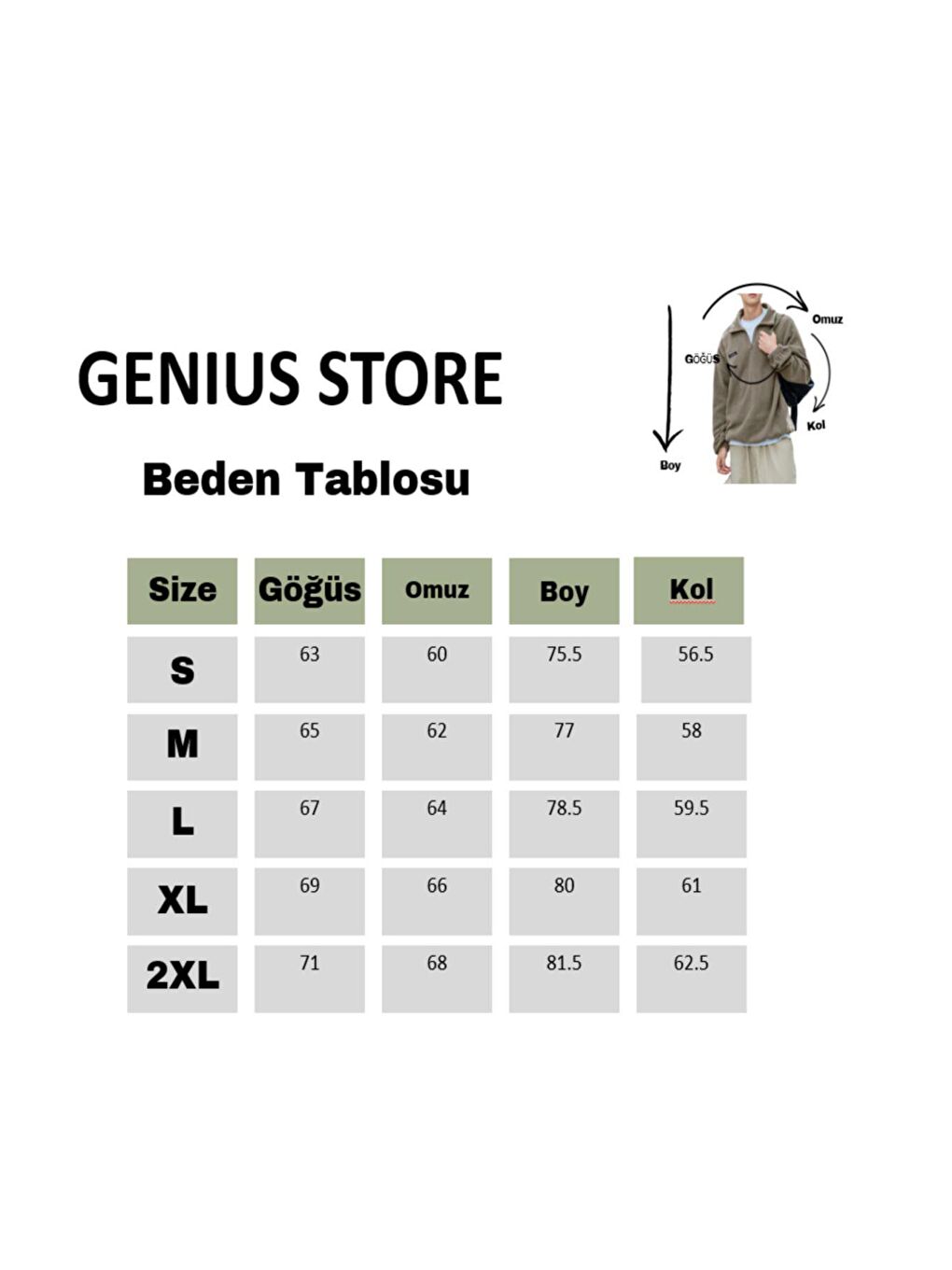 GENIUS STORE Bej Erkek Polar Oversize Sweatshirt Polar Sweatshirt - 4