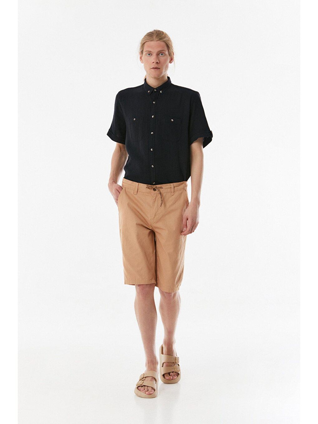 Sarı Gabardin Şort-1